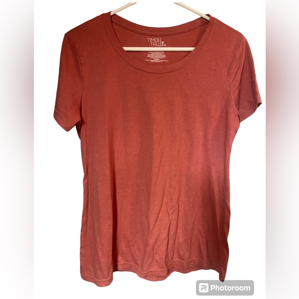 Time & Tru short sleeve salmon pink scoopneck tshirt ladies medium 8 - 10